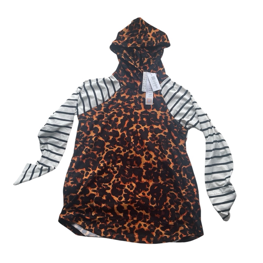 LuLaRoe Orange and Black Leopard Print Top